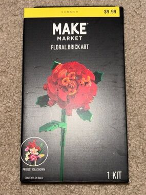 Make Market Red Peony Bouquet Botanical Block Tech Brick Kit 172 Pieces New